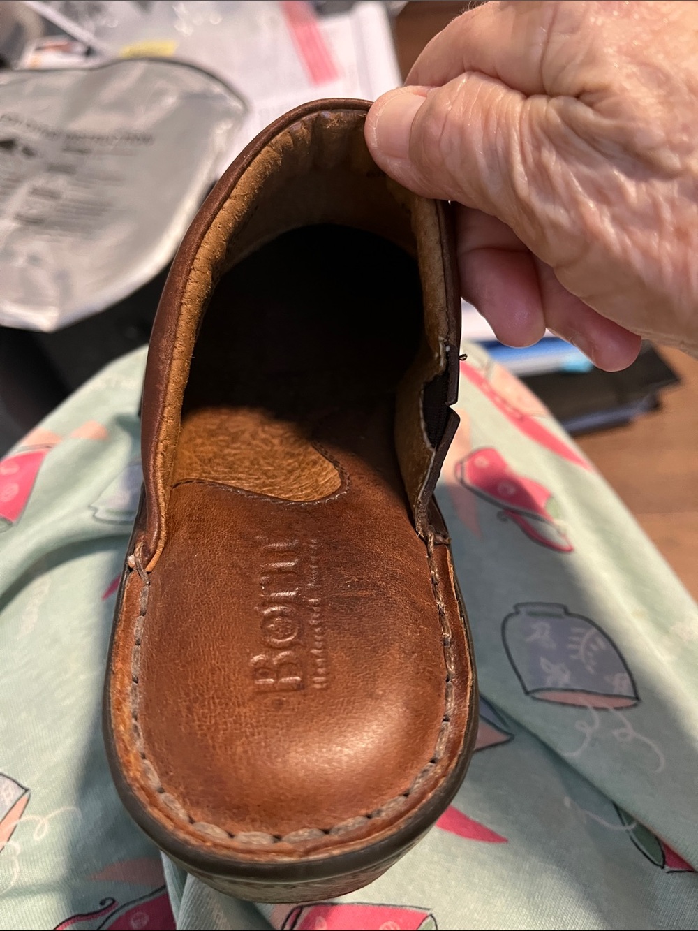 Born Designer Brown Woven Leather Slip-On Clogs size 6 - Picture 9 of 13